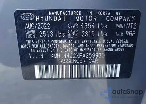 2023 Hyundai Sonata Sel Plus from USA, damaged, VIN KMHL44J2XPA259930